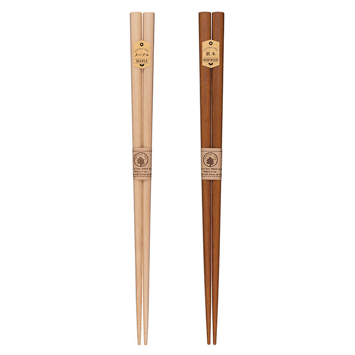 素朴な木目の天然木箸(メープル/鉄木)